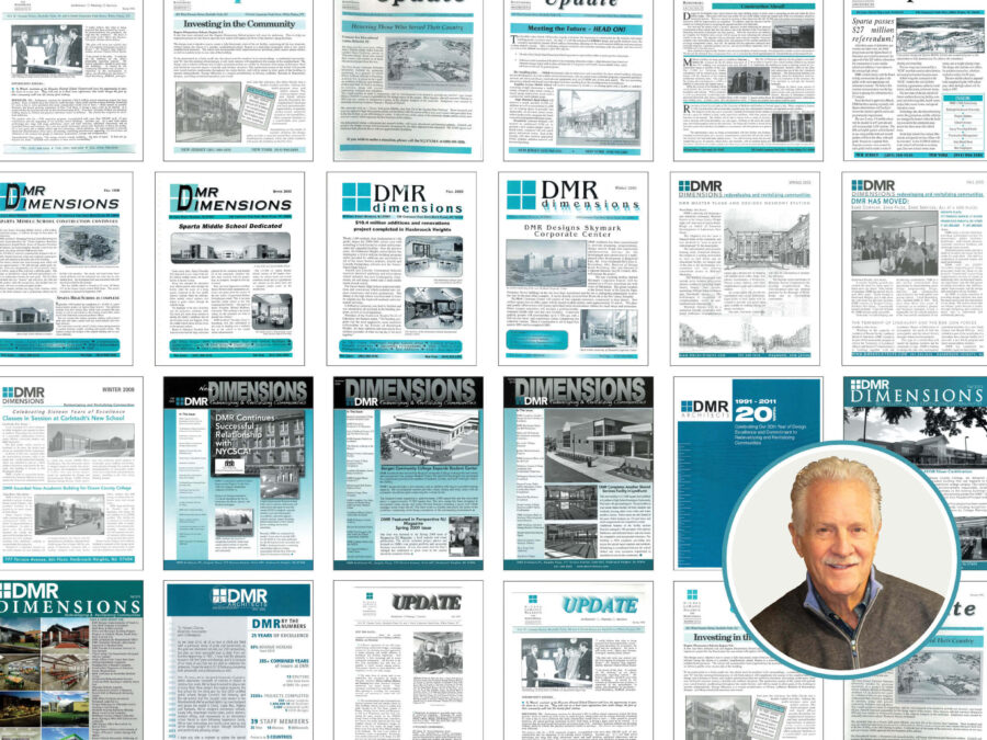 A collage of 30 years of newsletters covers and the author's photo.