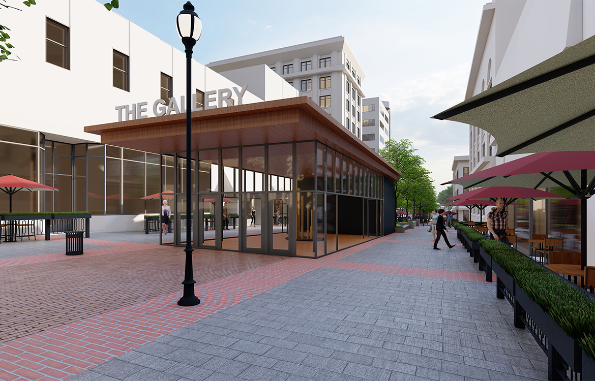 A rendering shows what closing George Street to vehicular traffic could look like in the winter, such as an art gallery.